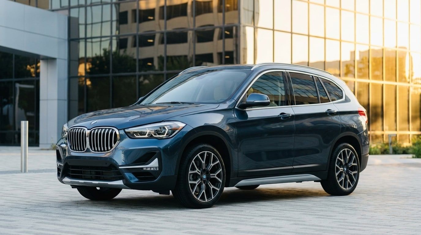 Blue BMW X1, photo 1 of 3
