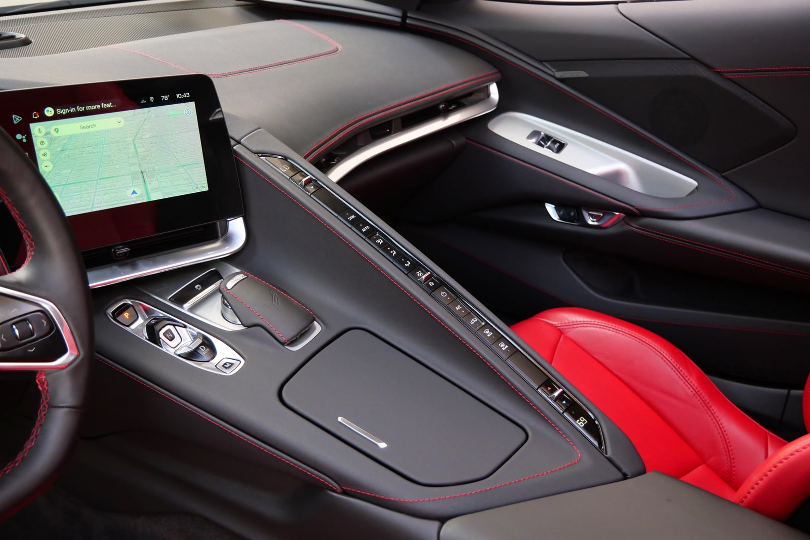 The spine of climate controls running down the centre of the Corvette cabin