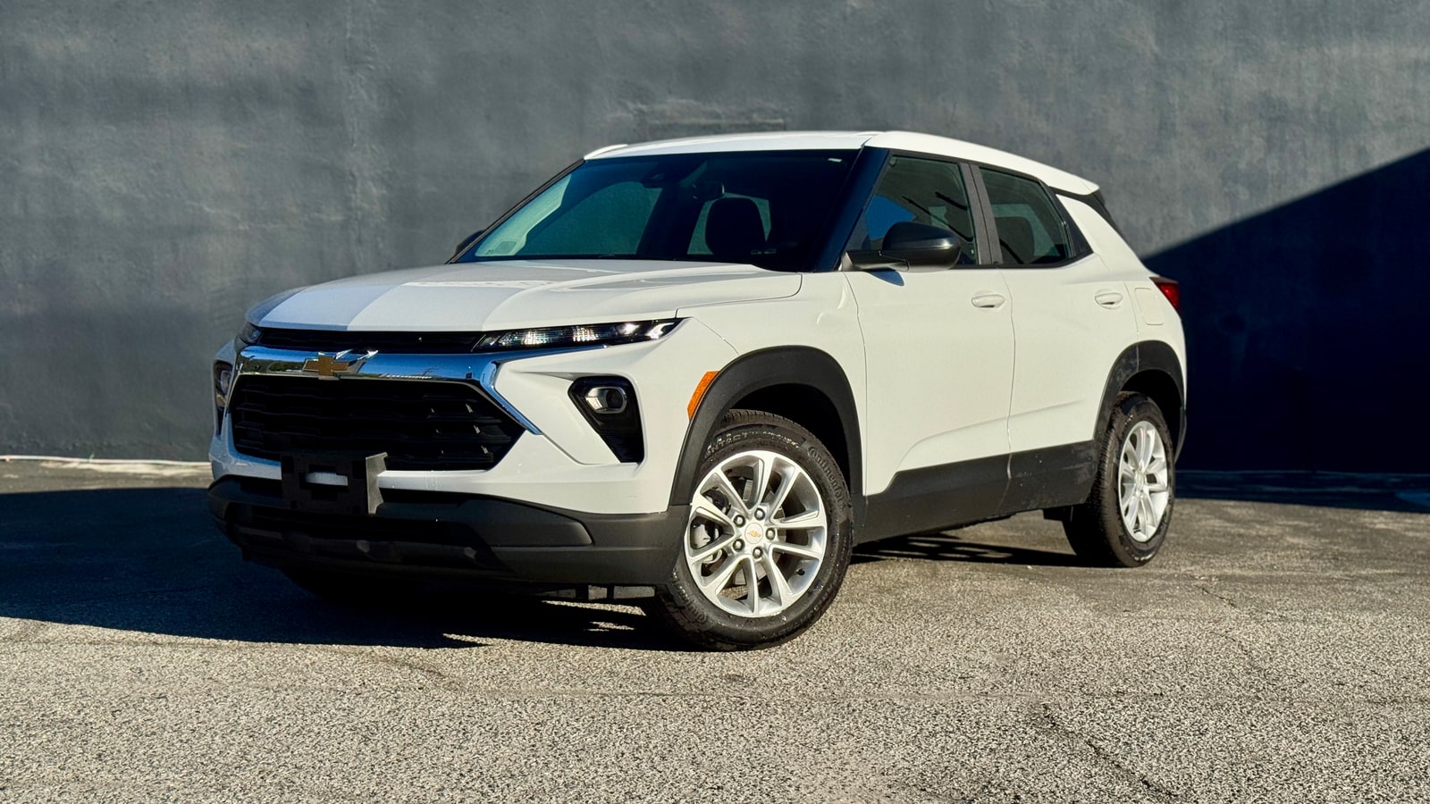 White Chevrolet Trailblazer from a front three-quarter
