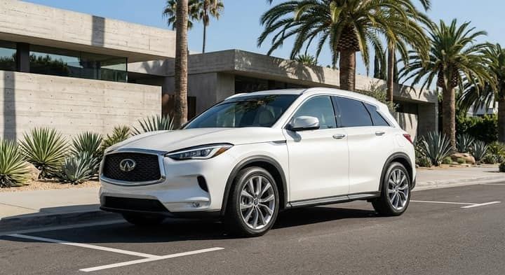White Infiniti QX50 rental in Los Angeles
