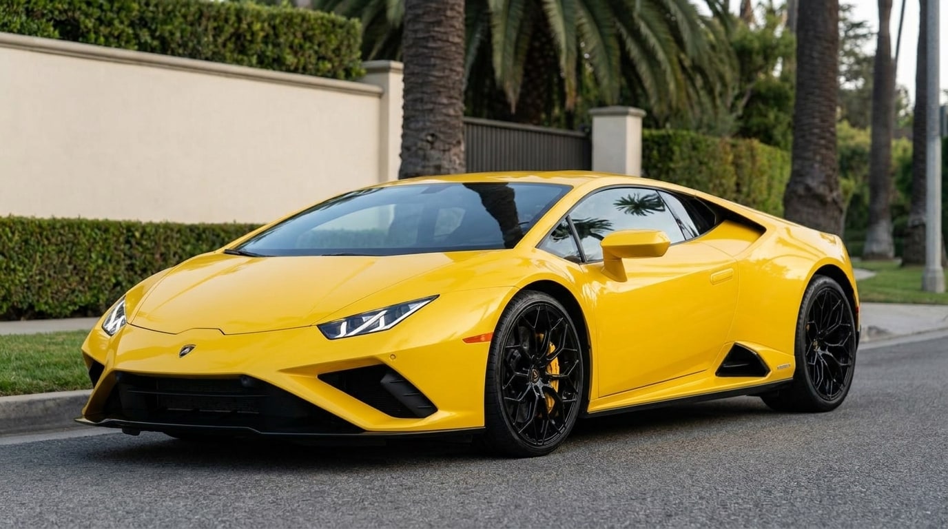 Yellow Lamborghini Huracan Evo, photo 1 of 8
