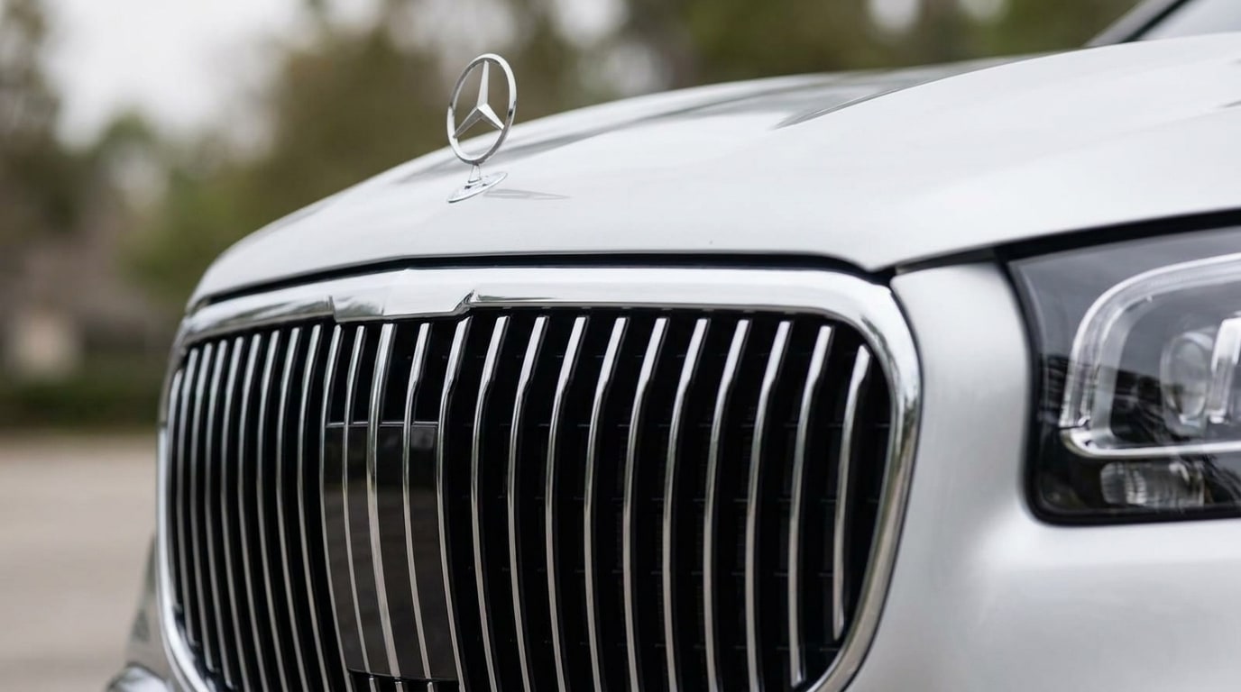 Vertical-slat chrome grille of the Maybach GLS 600