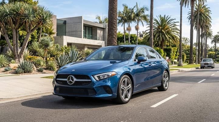 Blue Mercedes A220 rental in Los Angeles