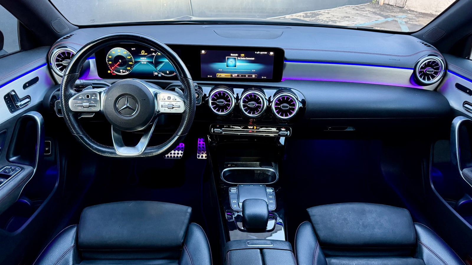 Ambient-lit dashboard of the Mercedes CLA 250