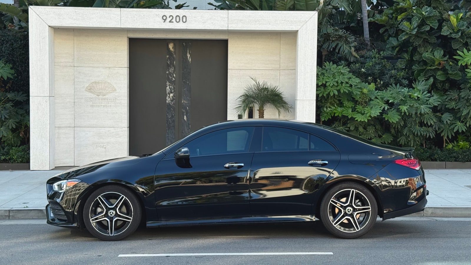 Black Mercedes CLA 250 in profile