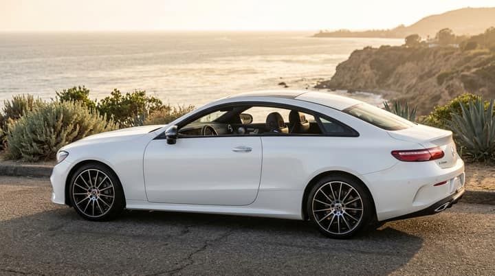 White Mercedes E-Class Coupe rental in Los Angeles — photo 2