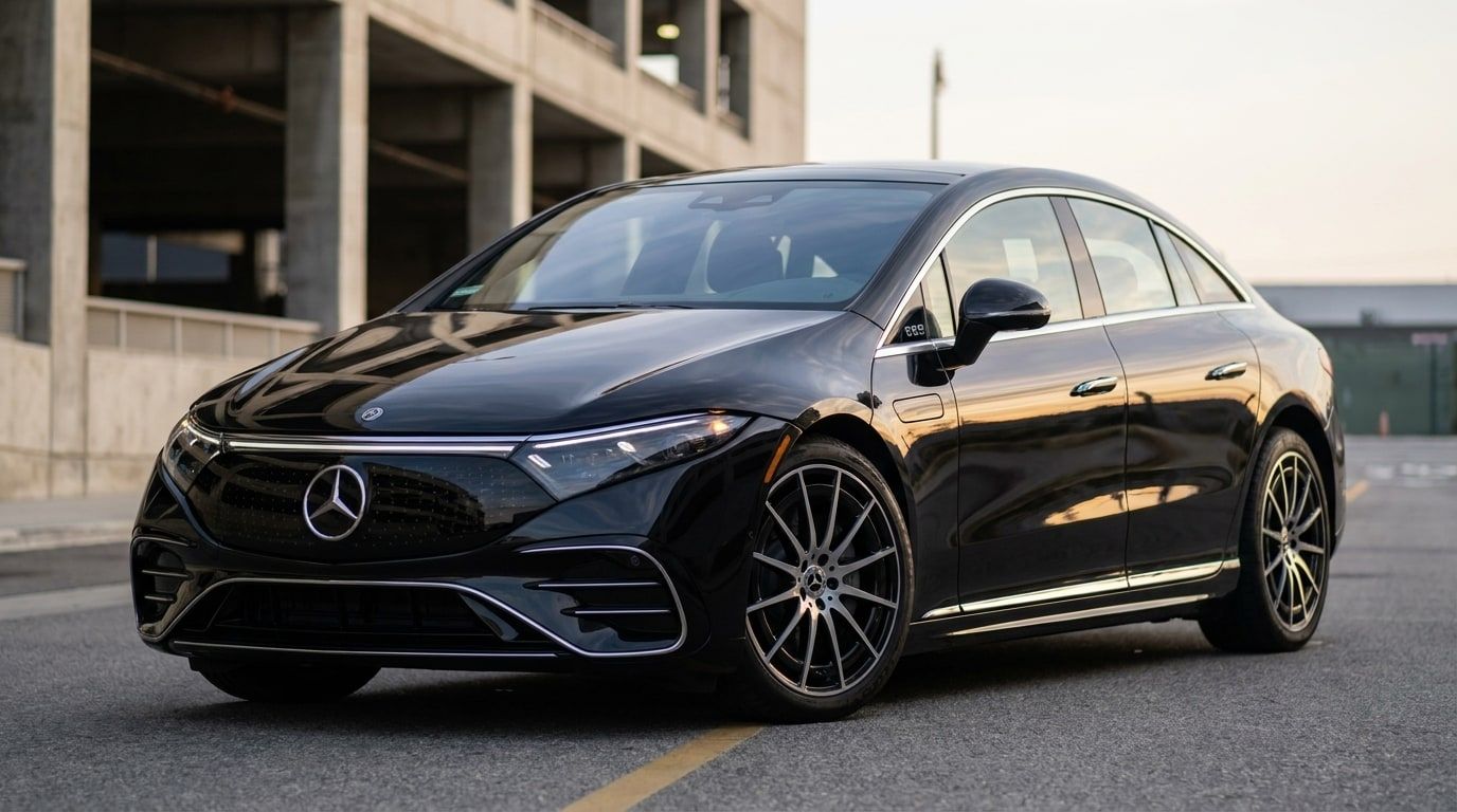 Black Mercedes EQS, photo 1 of 6