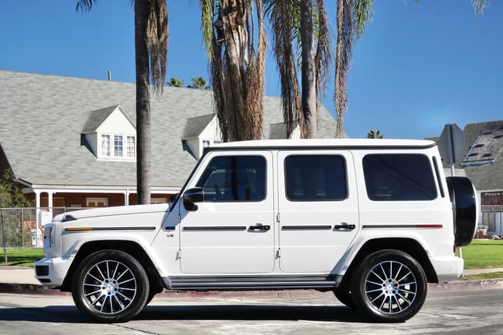 White Mercedes G550 rental in Los Angeles