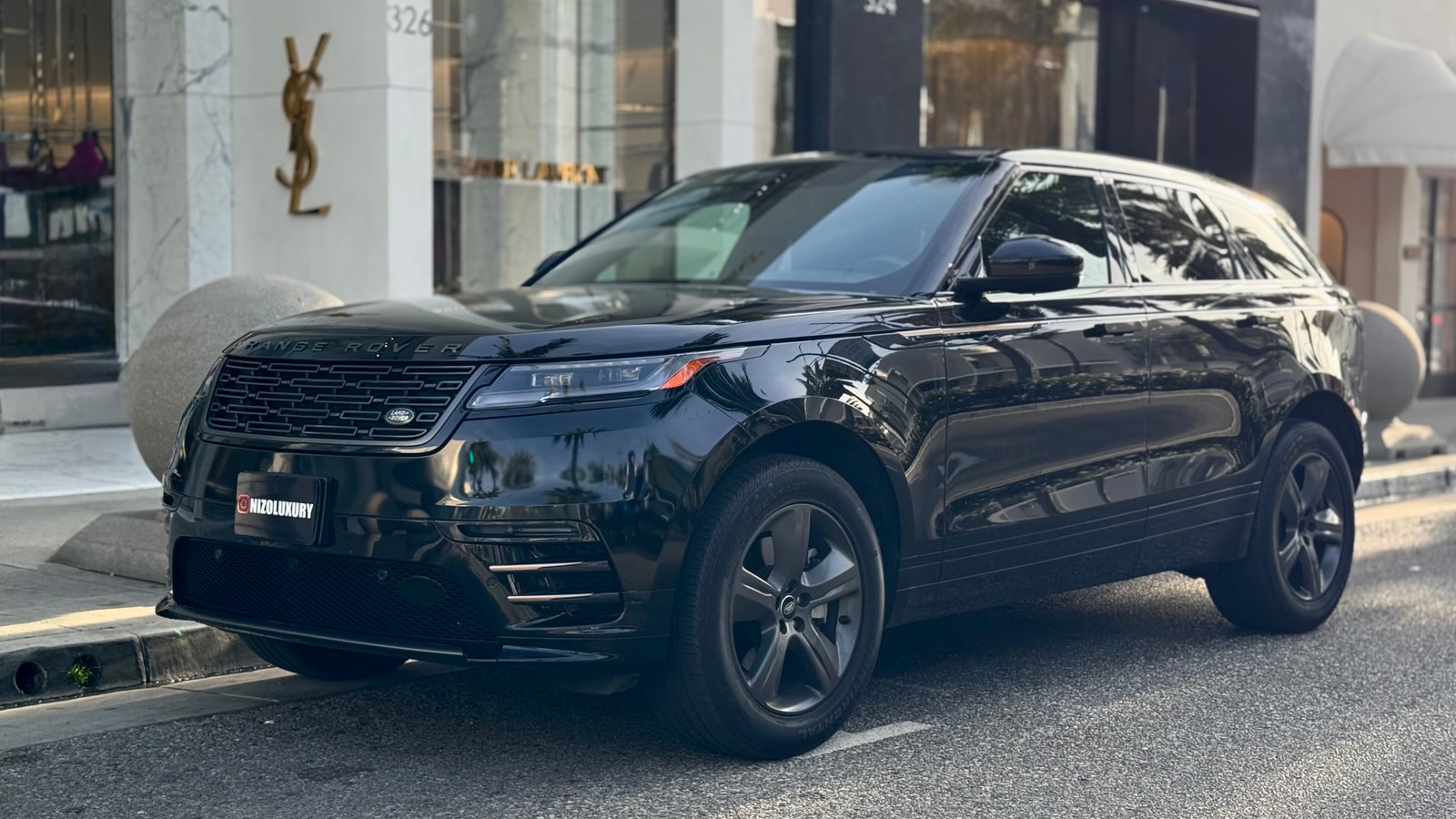 Black Range Rover Velar from a front three-quarter