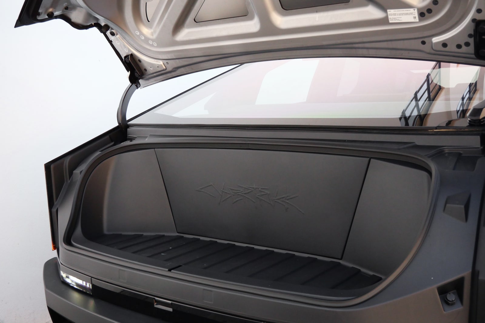 Front boot of the Tesla Cybertruck standing open