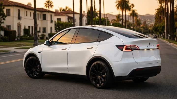 White Tesla Model Y rental in Los Angeles — photo 2