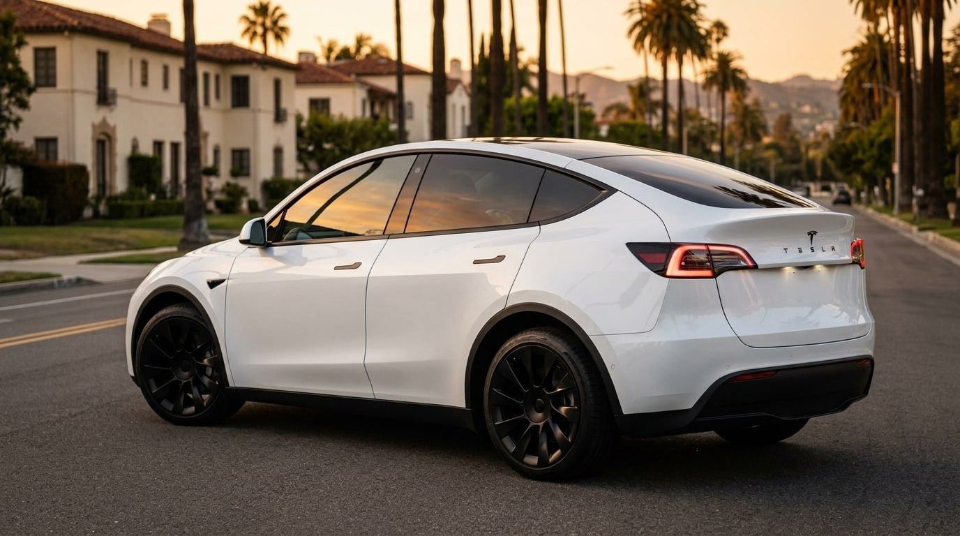 White Tesla Model Y, photo 2 of 3